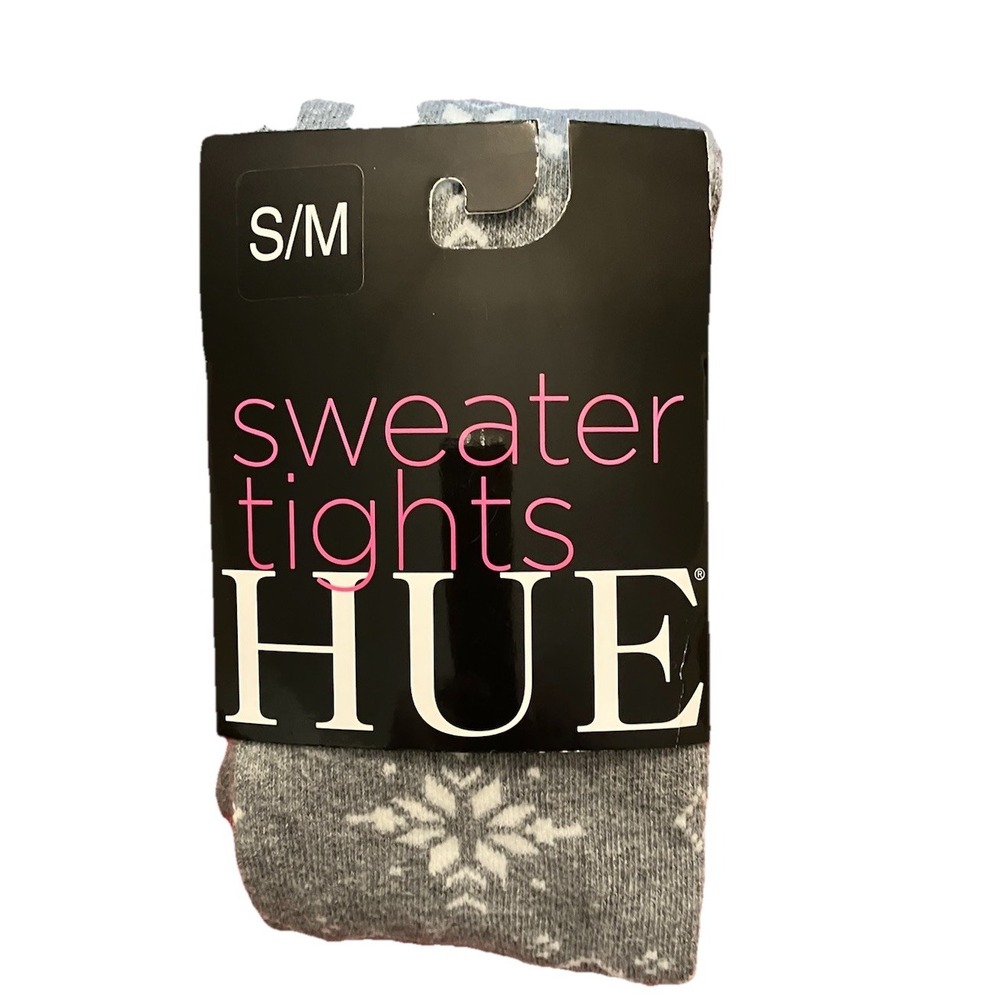 HUE‎ Snowflake Sweater Tights Charcoal Heather SIZE S/M NWT Cozy
